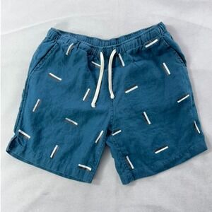 Alex Crane Linen Shorts Men Medium Bo Icehouse Blue Drawstring Pockets